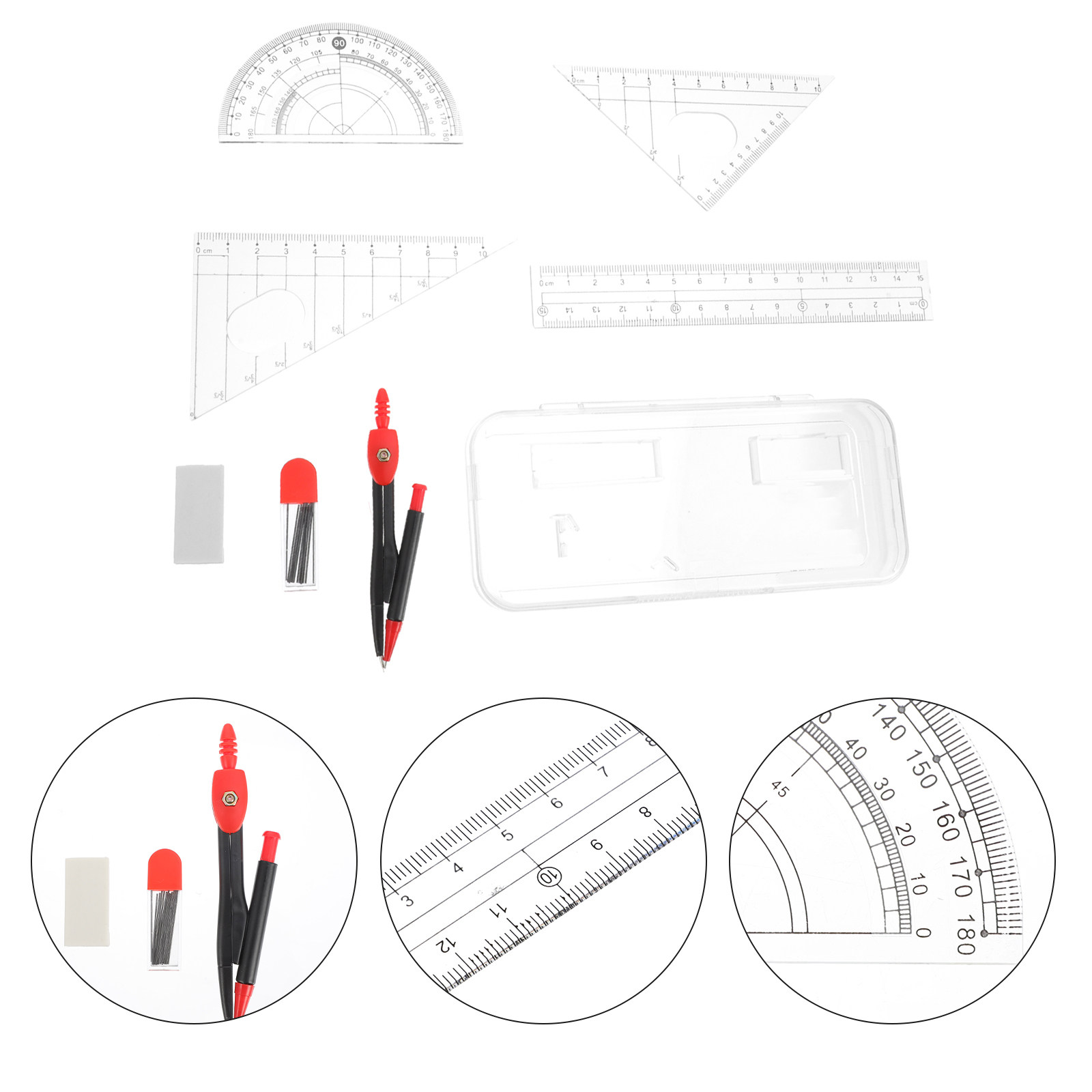 Math Geometry Set With Compass - 1 conjunto de compasso e régua