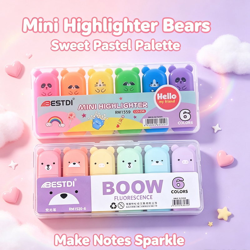 Pastel Highlighter Set Double Ended - Conjunto de canetas marca-texto com design