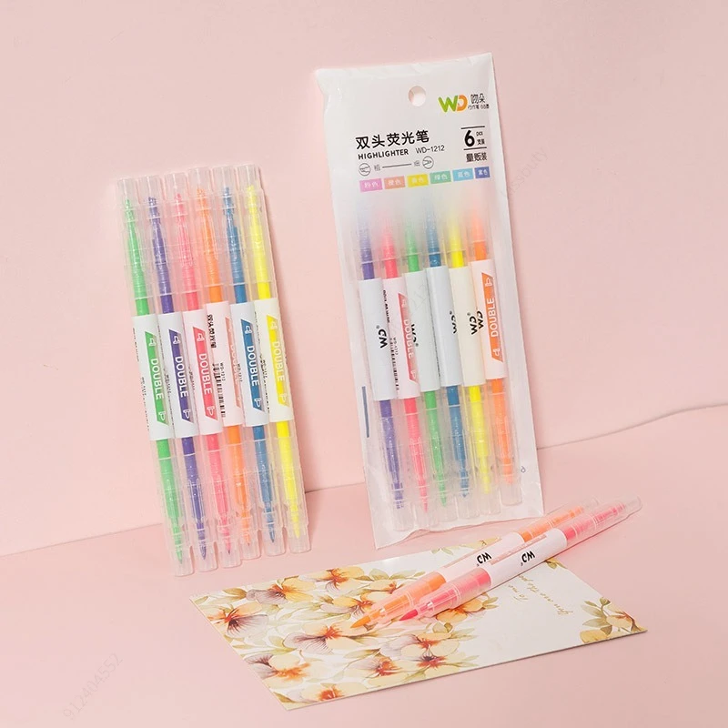 6 cores/conjunto cabeça dupla  - Pastel Highlighter Set Double Ended avaliação e preço