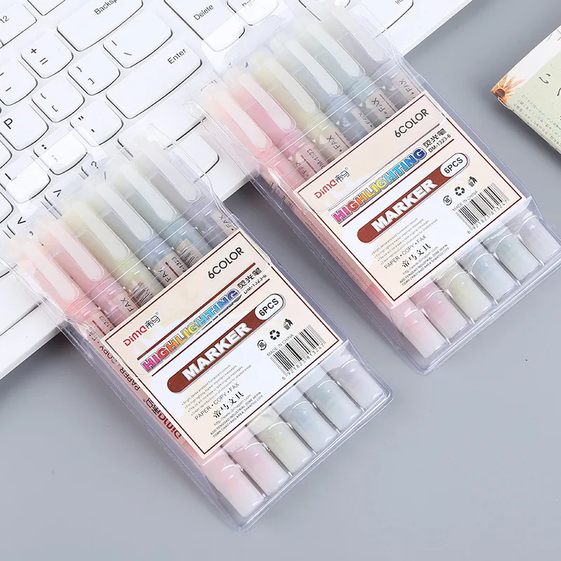 6 cores/conjunto cabeça dupla  - Pastel Highlighter Set Double Ended avaliação e preço